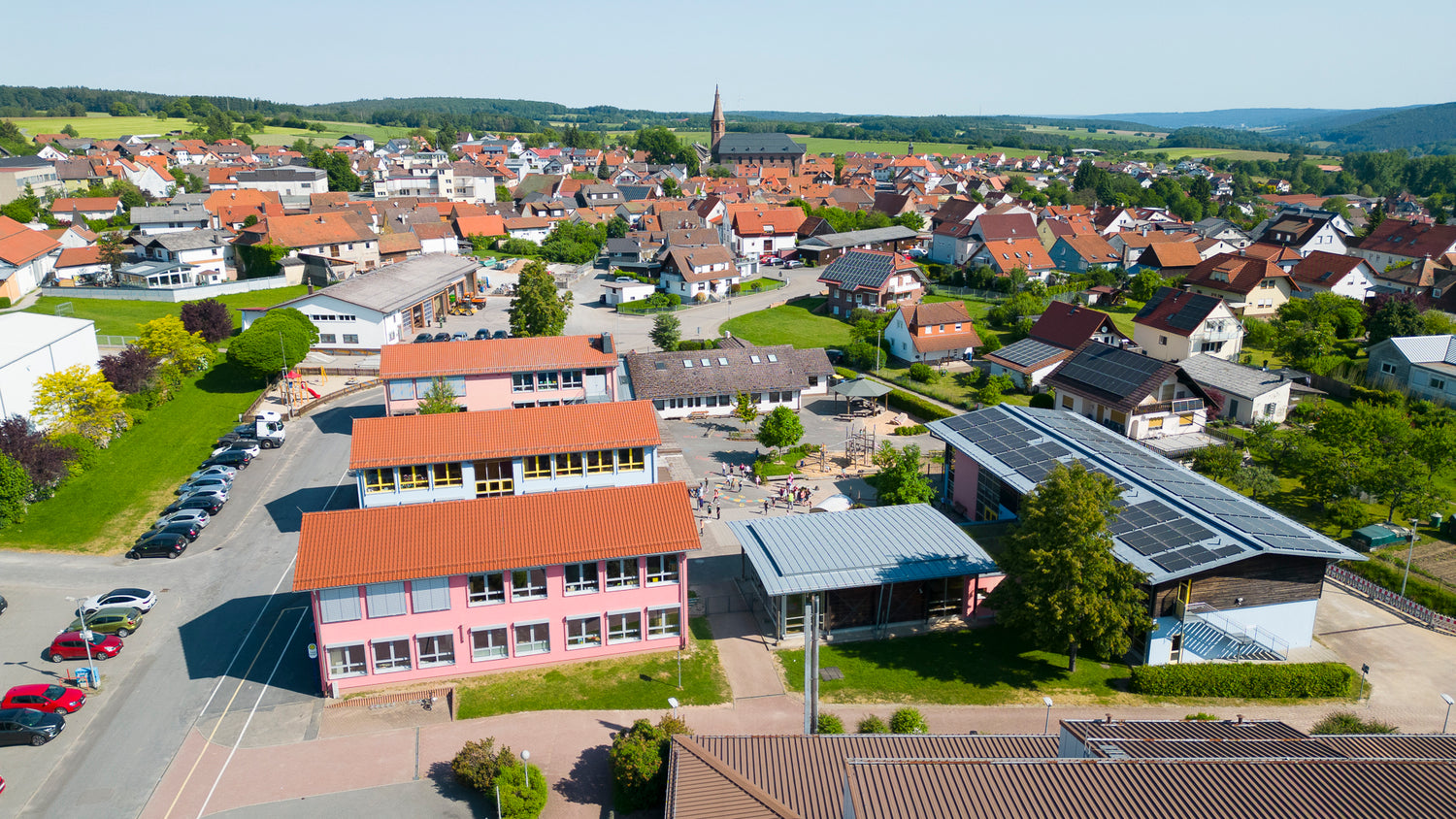 Luftaufnahme Grundschule in der Stried Beerfelden